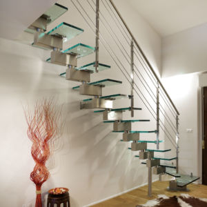 Modern glass and inox stairs