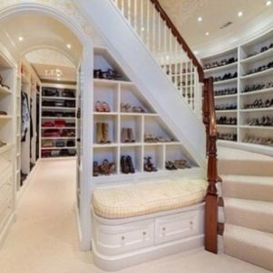 Perfect shoe closet with stairs