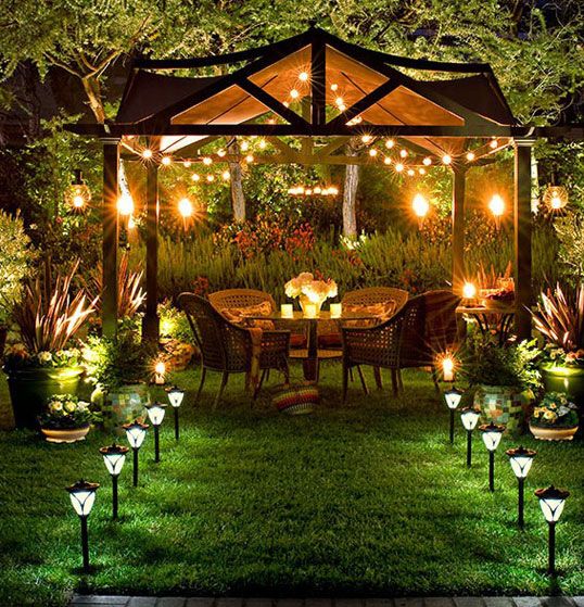 Charming garden at night