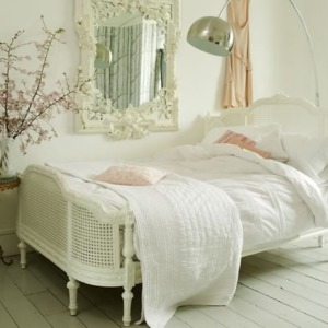 All-white romantic bedroom in French style