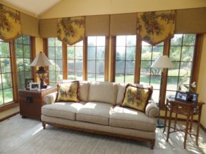 Sunroom in warm colors with charming vintage items