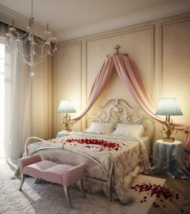 Bedroom in pink and blue