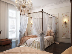 Romantic bedroom in creamy colors