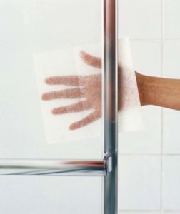 Dryer towels to clean a glass door