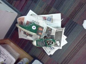 Newspaper or rice