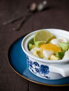 Scallop, avocado, and citrus...