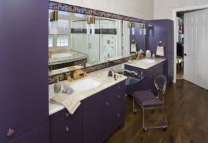 Tile-trimmed oversized mirror