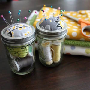 Mason jar sewing kit