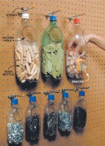 Storage with plastic bottles