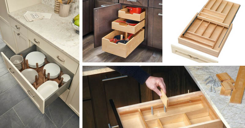 Kitchen drawer organizers